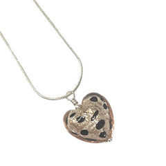 Murano Glass Heart Pendant - Champagne Spots - Majestico Gifts