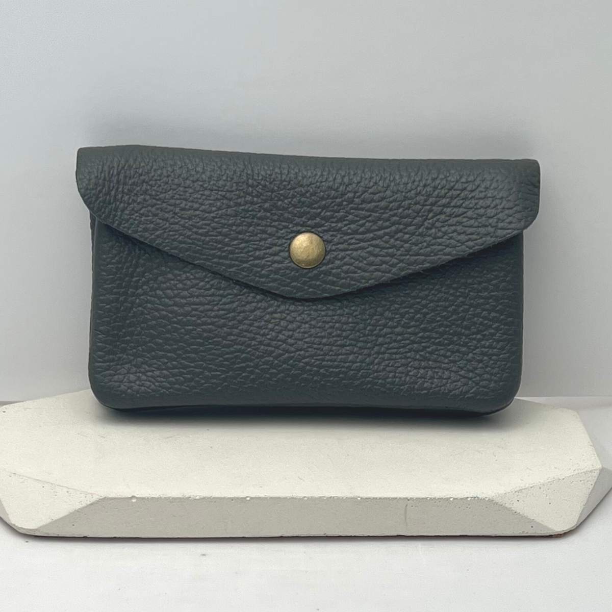 Genuine Leather Coin/Card Purse - Made in Italy - Grey - Majestico Gifts