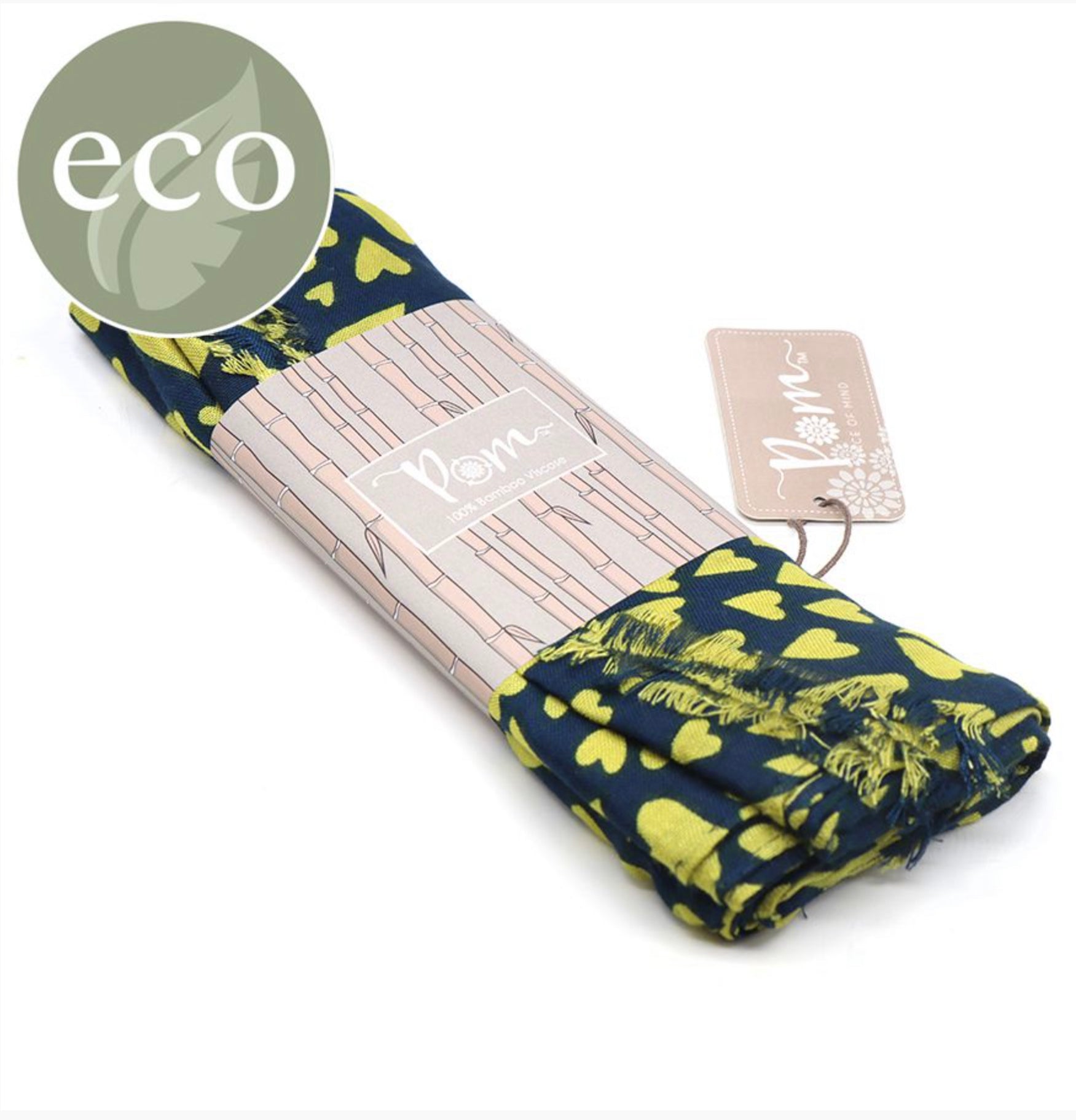 Navy and Yellow Heart Bamboo Scarf