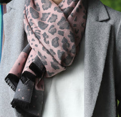 Scarf Grey and Pink Leopard Print - Majestico Gifts