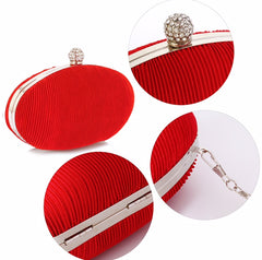 Red Crystal Satin Evening Clutch Bag - Majestico Gifts