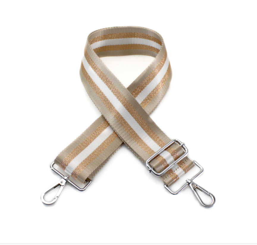 Bag Strap - Beige Gold Glitter Stripe - Majestico Gifts