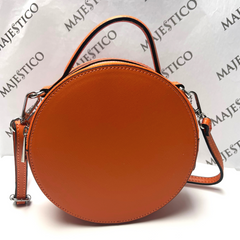 ANNA Genuine Leather Circular Bag - Orange - Majestico Gifts