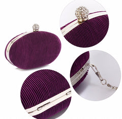 Purple Crystal Satin Evening Clutch Bag - Majestico Gifts