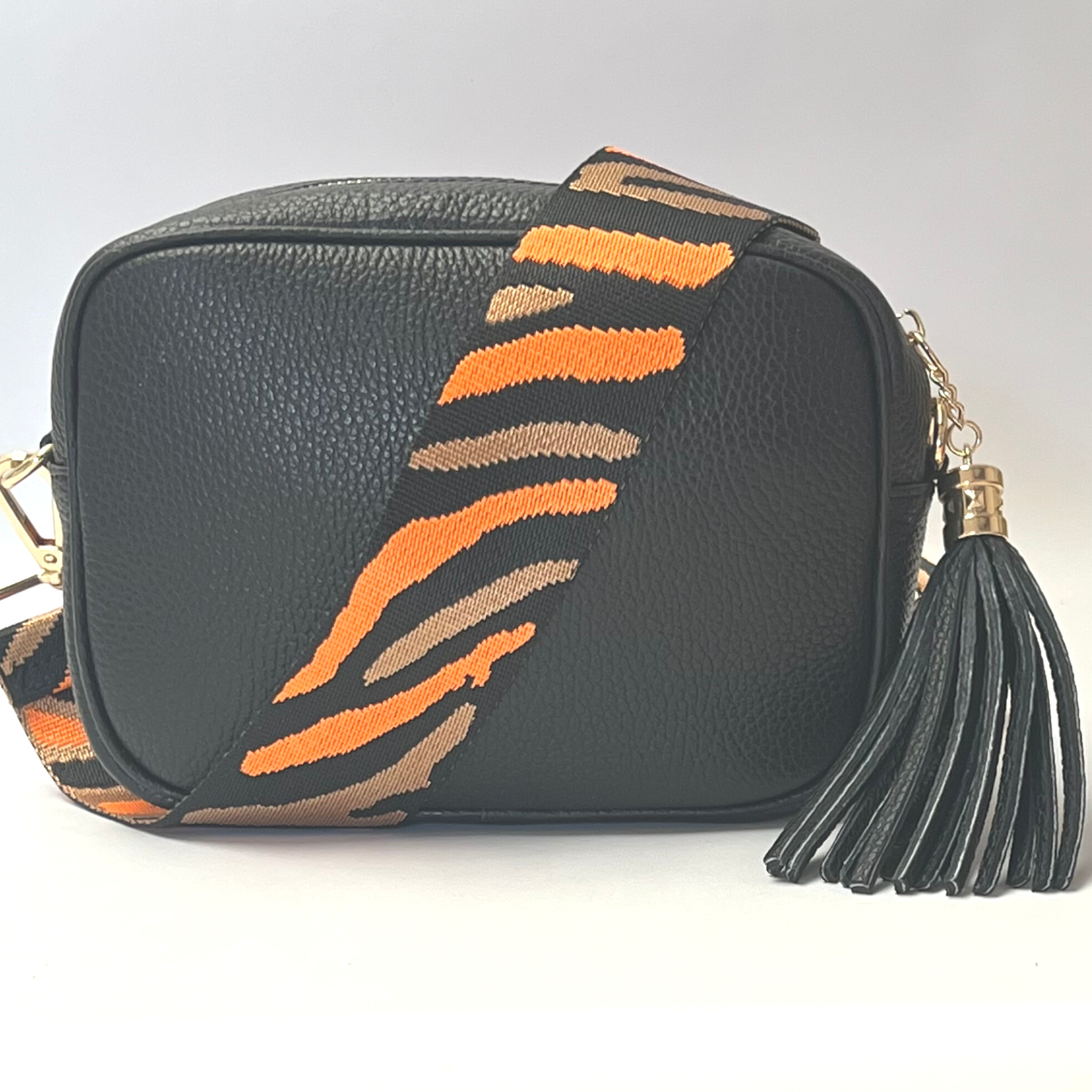 Martina Crossbody Leather Bag - Black