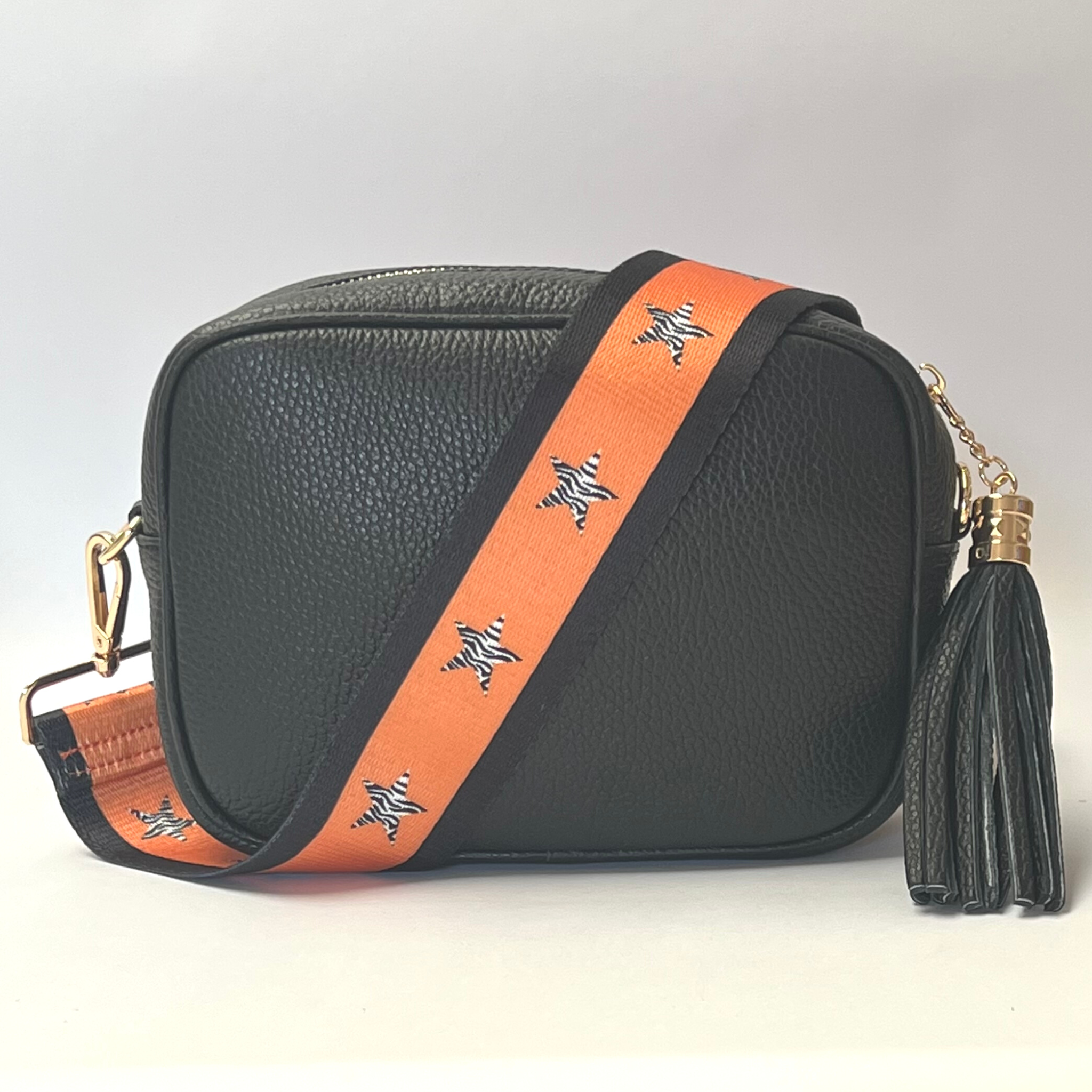 Martina Crossbody Leather Bag - Black