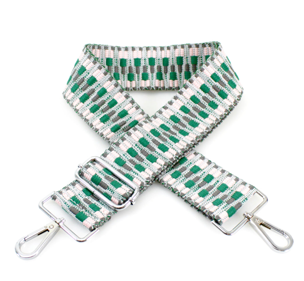 Bag Strap - Green Grey White  Thread Design - Majestico Gifts
