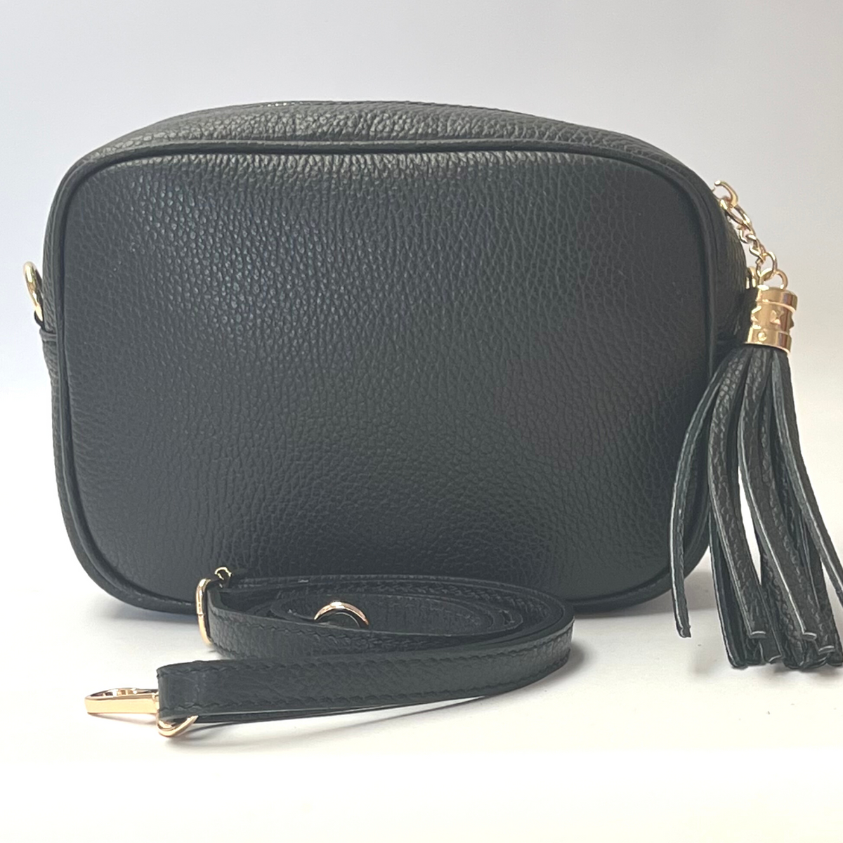 Martina Crossbody Leather Bag - Black