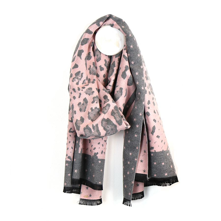 Scarf Grey and Pink Leopard Print - Majestico Gifts