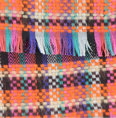 Orange Mix Woven Check Fringe Scarf