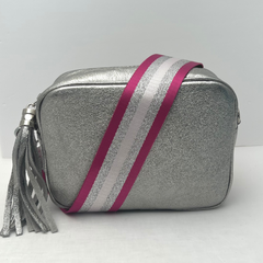 GEMMA Crossbody Leather Bag - Silver - Majestico Gifts