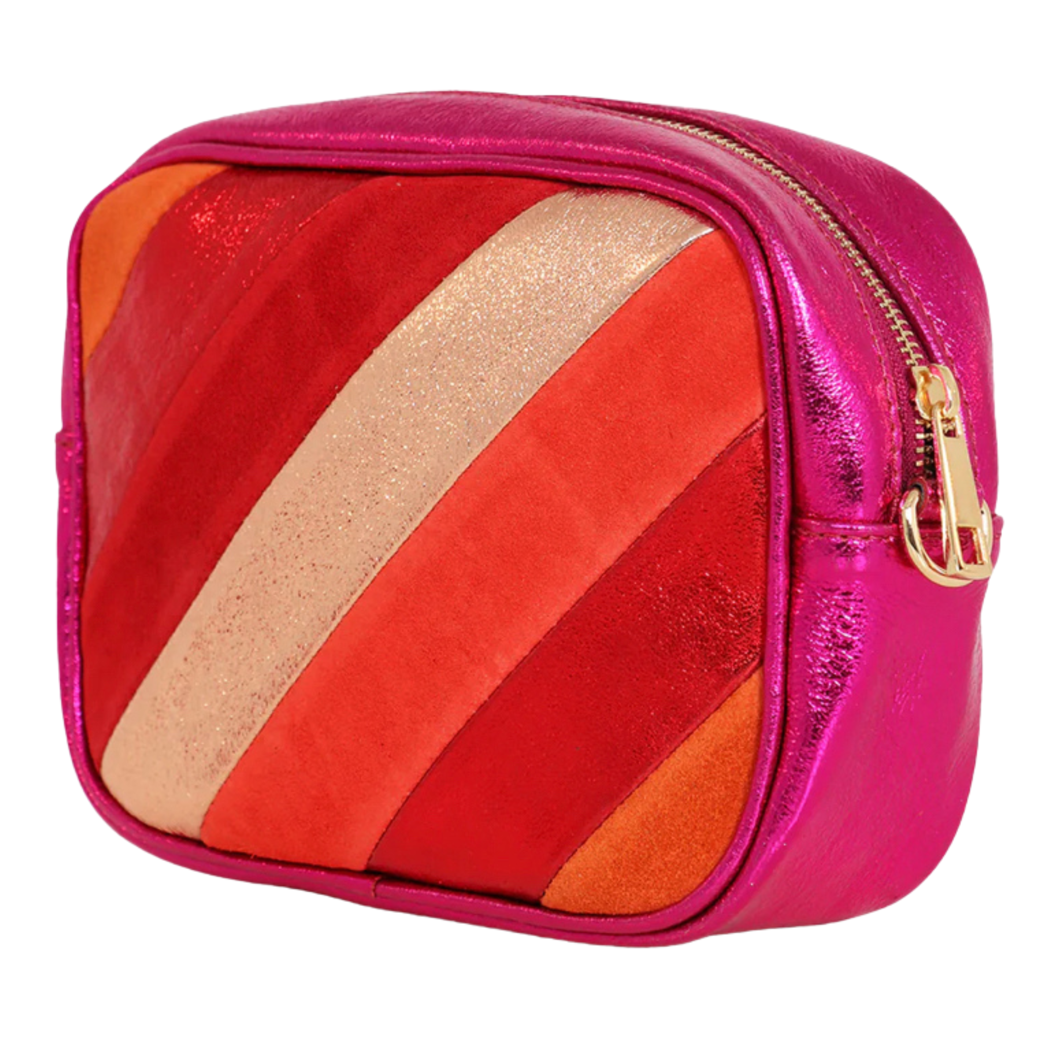 Red Leather Suede Crossbody Bag