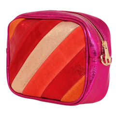 Red Leather Suede Crossbody Bag