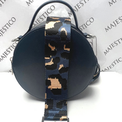 ANNA Genuine Leather Circular Bag - Navy - Majestico Gifts