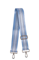 Bag Strap - Light Blue Silver Glitter Stripe