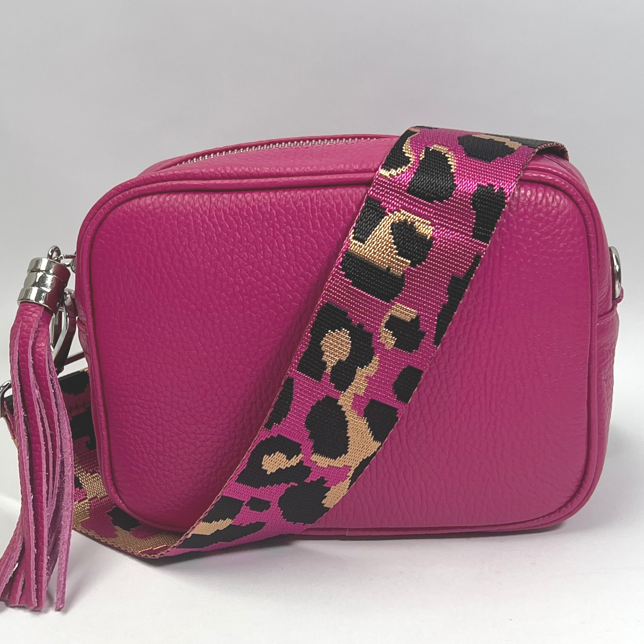 GEMMA Crossbody Leather Bag - Fuchsia