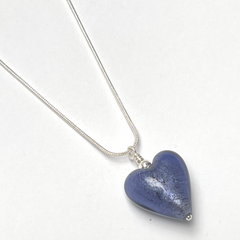 Murano Glass Heart Pendant - Mauve Crackle - Majestico Gifts