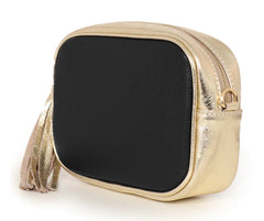 Black Gold Two Tone Leather Camera Bag