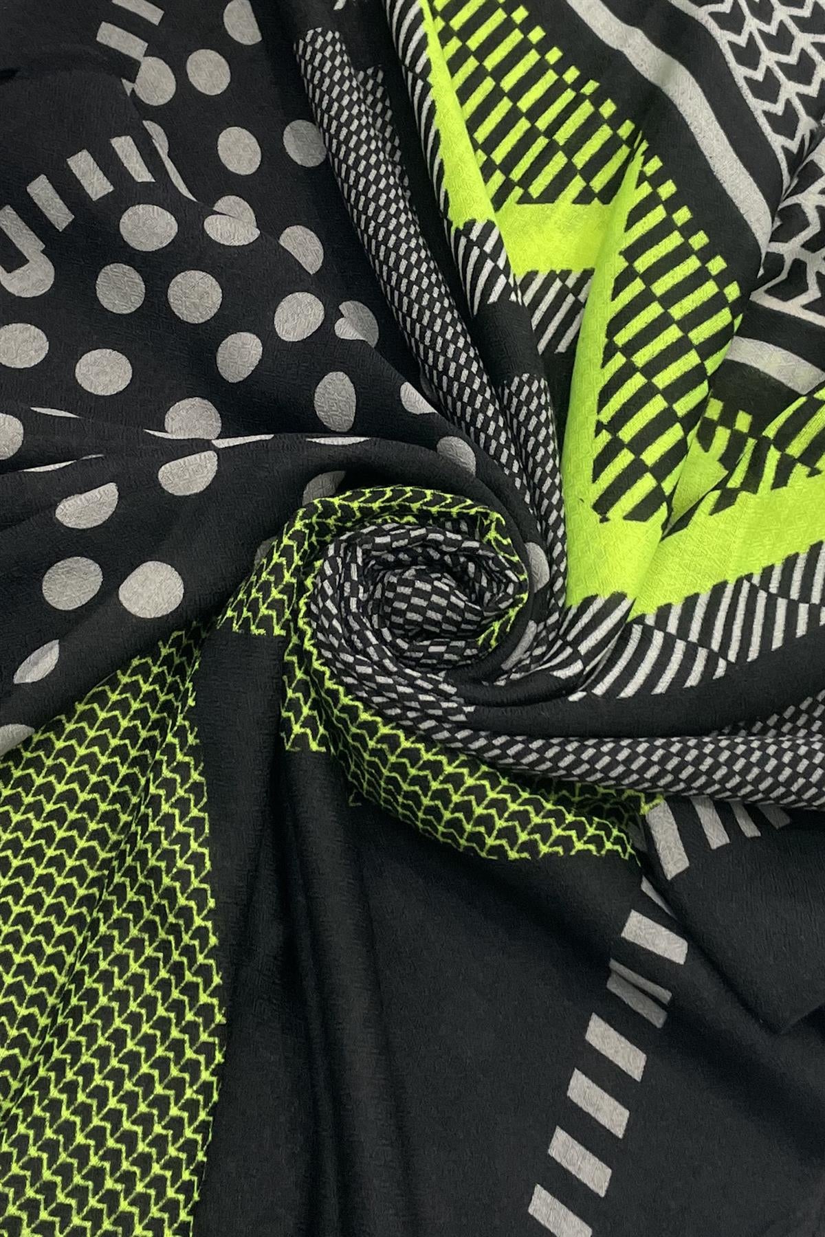 Geo Print Polka Dot Scarf - Neon Green - Majestico Gifts