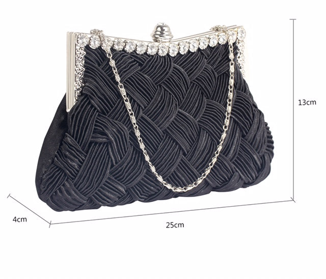 Black Crystal Evening Clutch Bag - Majestico Gifts