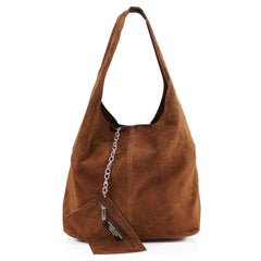 SARA Suede Shoulder Bag - Brown - Majestico Gifts