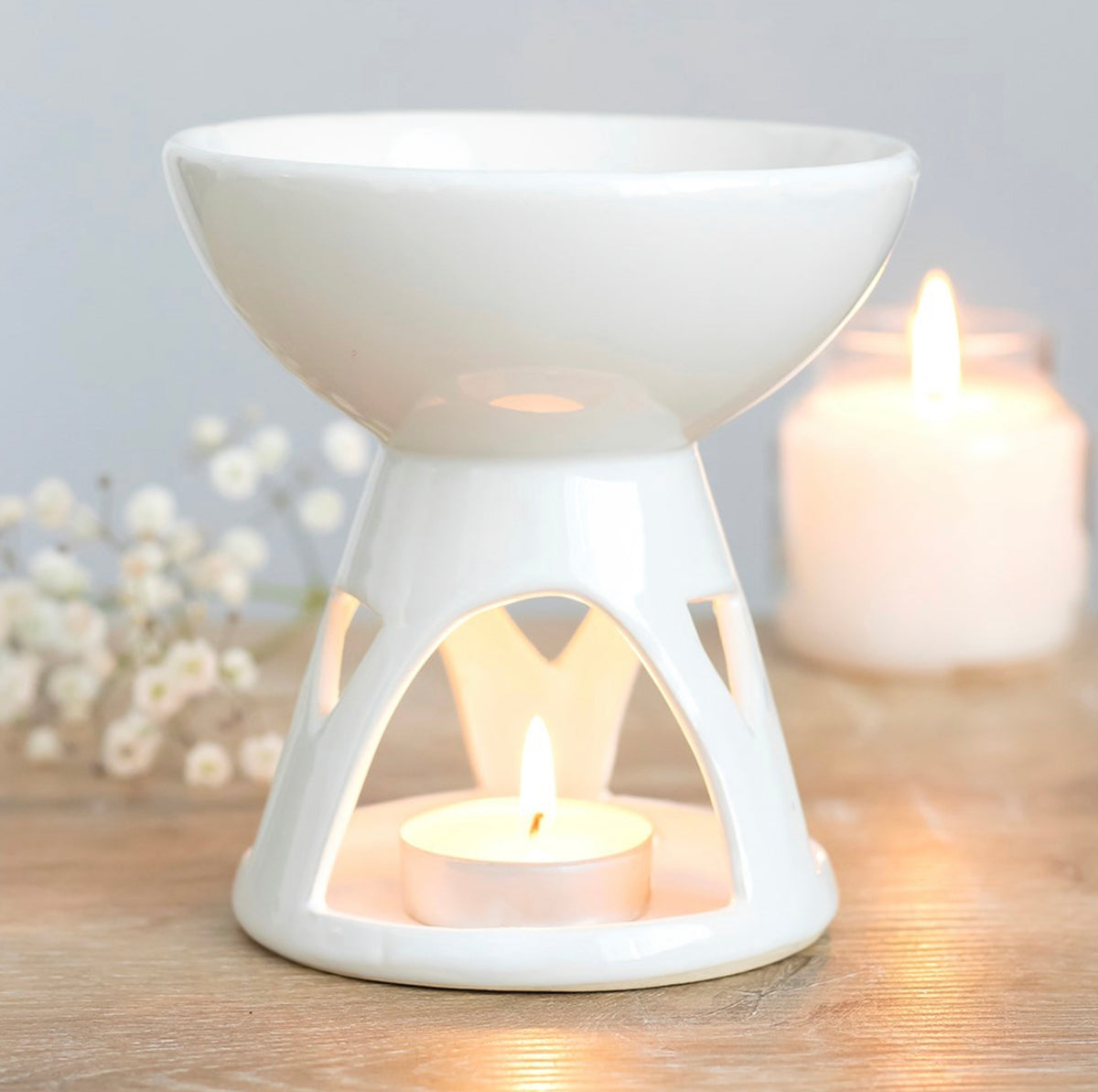 White Deep Bowl Oil Burner - Majestico Gifts