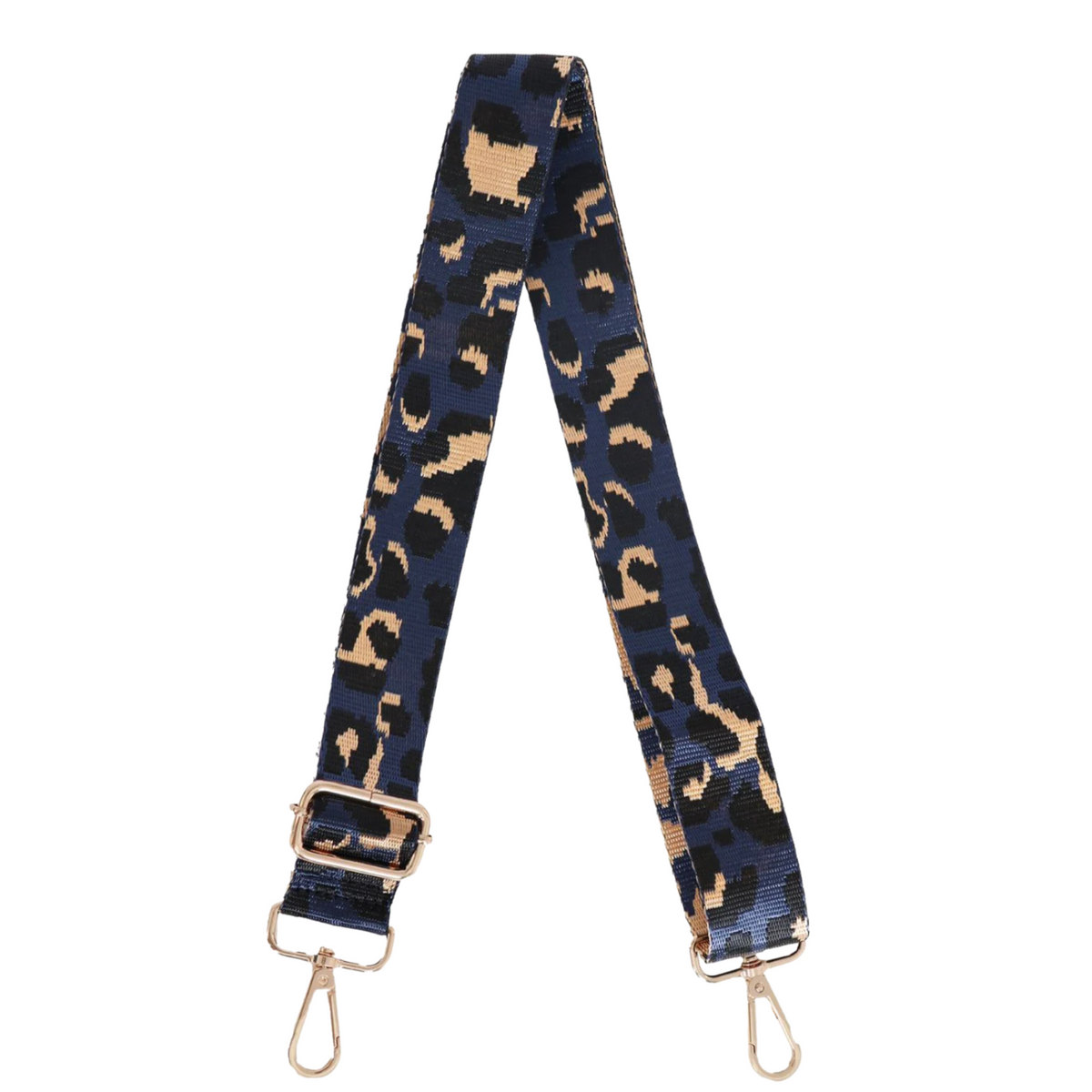 Bag Strap - Navy Blue Gold Leopard Print