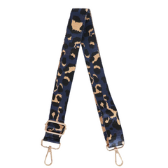 Bag Strap - Navy Blue Gold Leopard Print