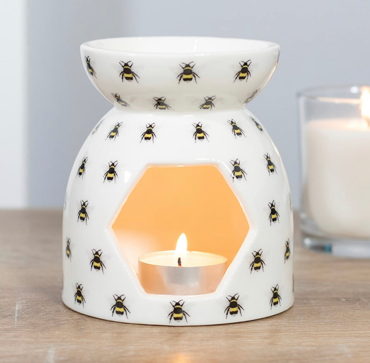 All Over Bee Print Oil Burner, Wax Melter - Majestico Gifts