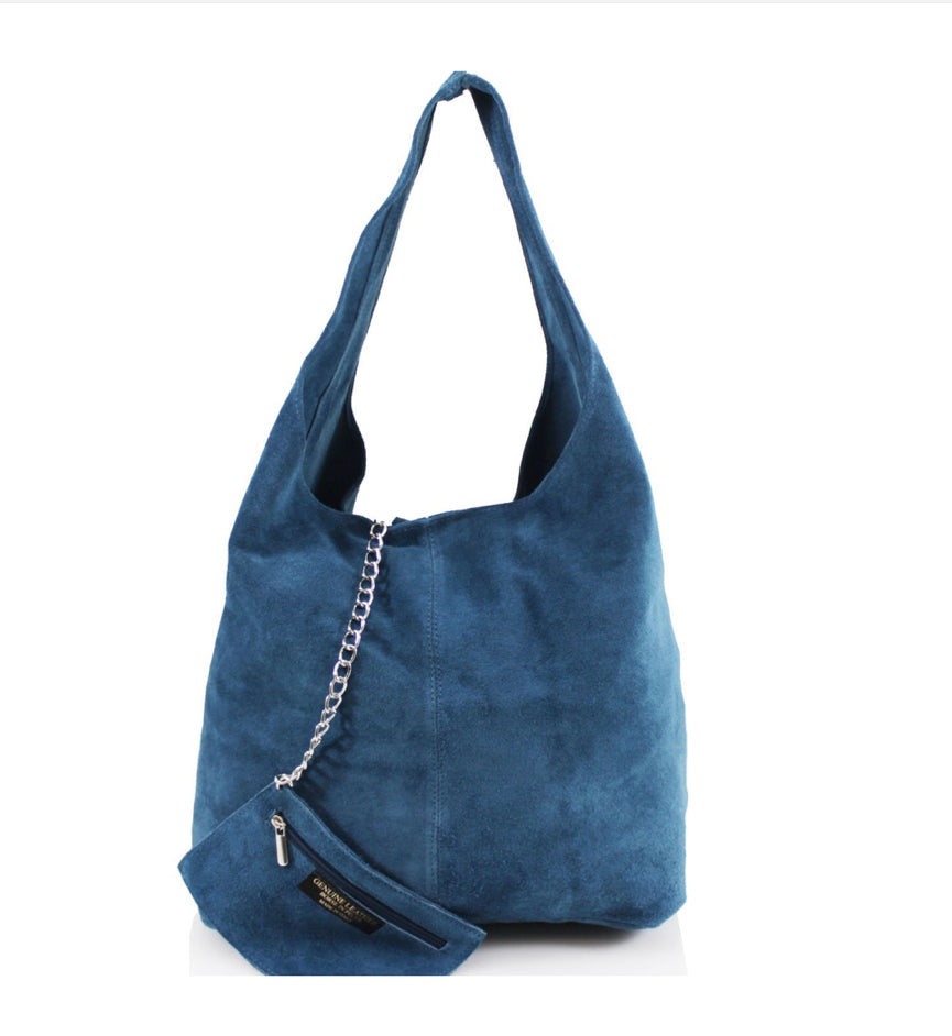 SARA Suede Shoulder Bag - Blue - Majestico Gifts