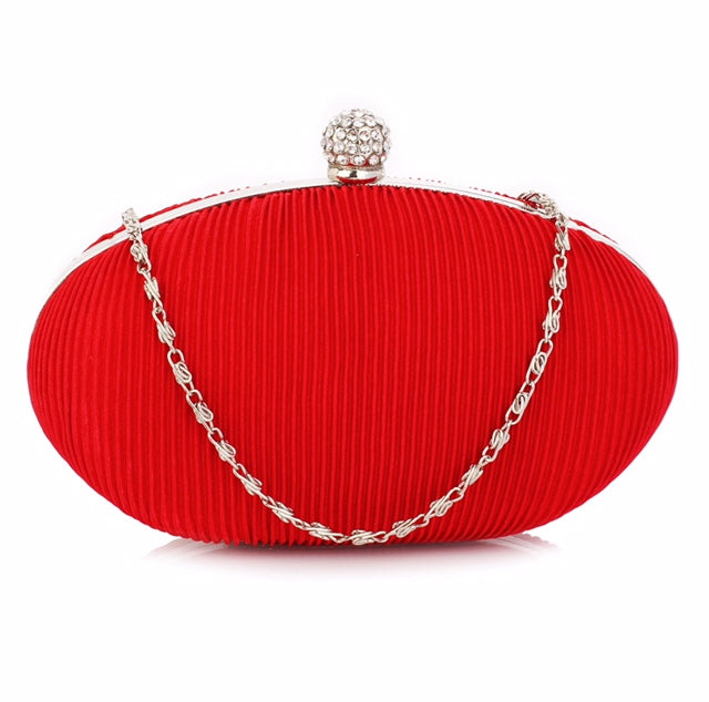 Red Crystal Satin Evening Clutch Bag - Majestico Gifts