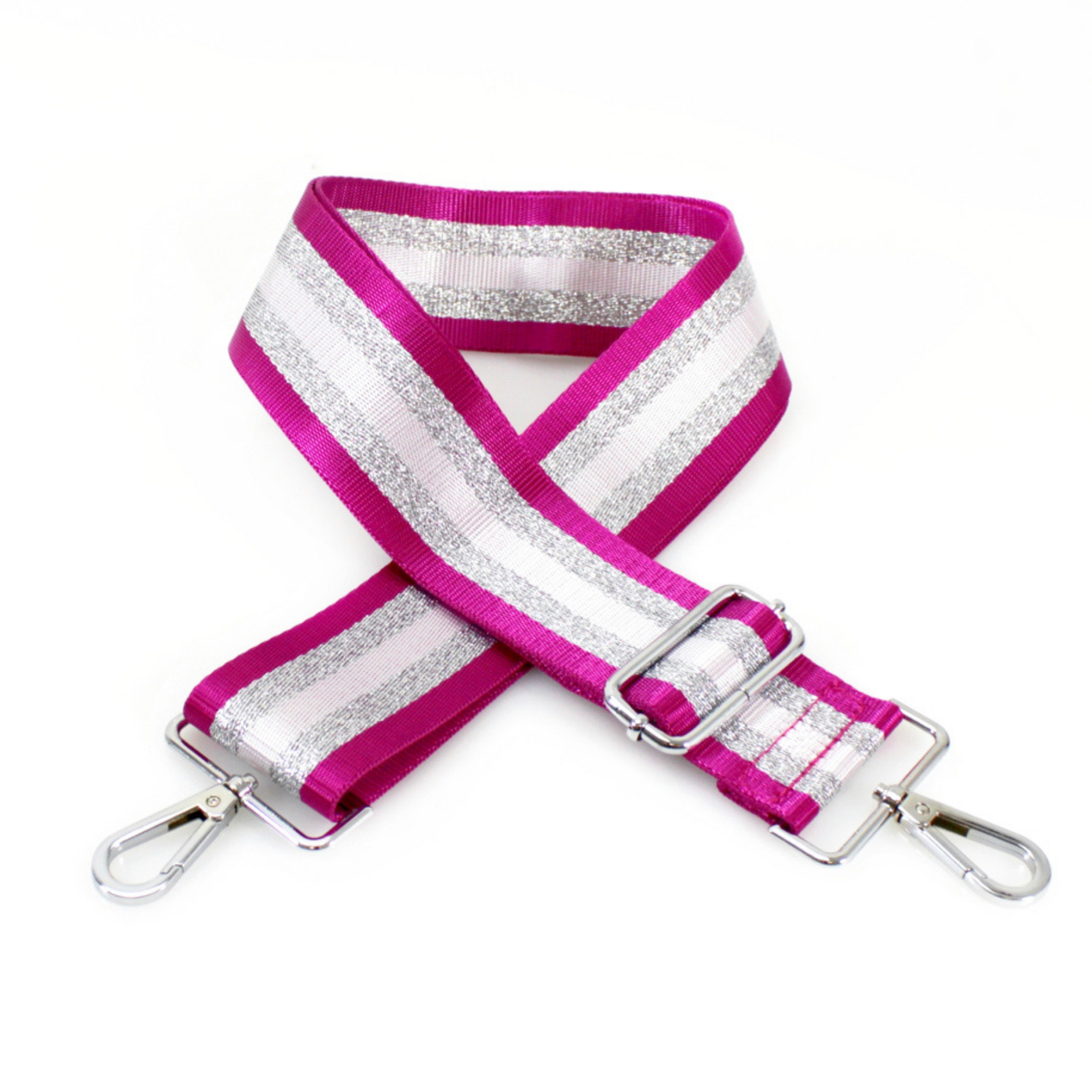 Bag Strap - Pink Silver Glitter Stripe - Majestico Gifts