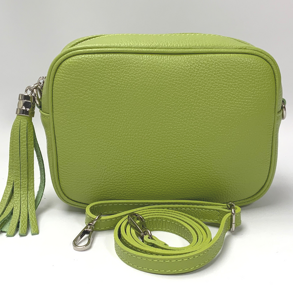 GEMMA Crossbody Leather Bag Lime Green Majestico Boutique