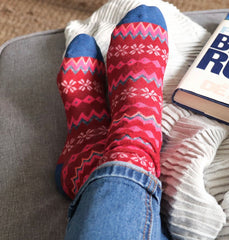 Ladies Socks Trio Red and Grey Aztec Design - Majestico Gifts