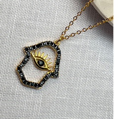 Hamsa Evil Eye Jewel Nori - Gold Necklace - Majestico Gifts