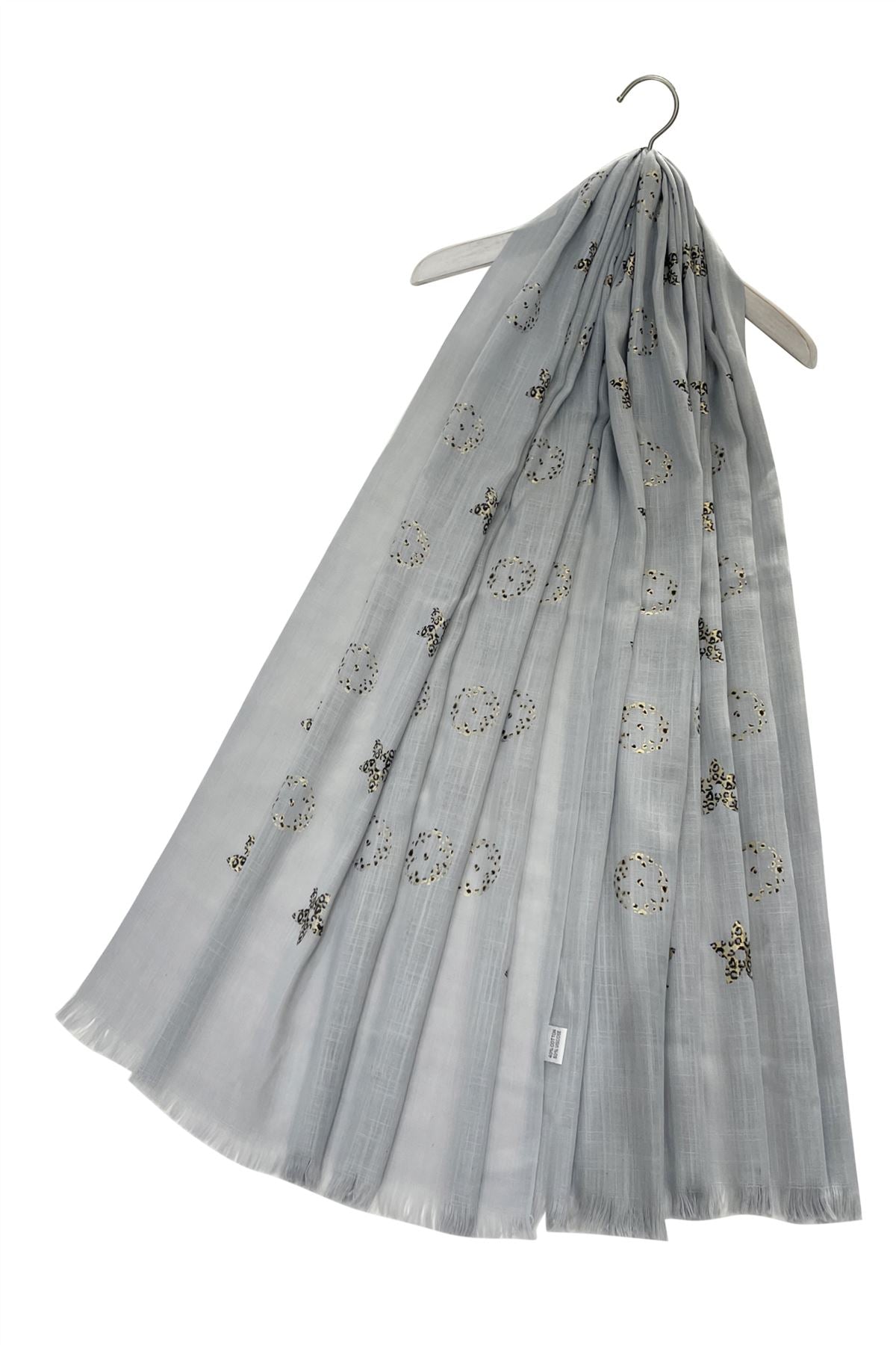 Foiled Floral Leopard Monogram Print Scarf - Grey - Majestico Gifts