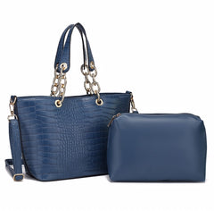 Navy Croc Style 2 Piece Bag Set - Majestico Gifts