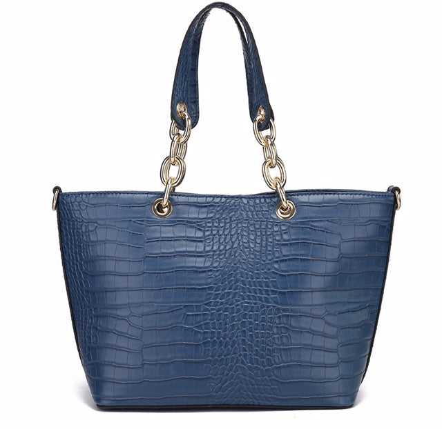 Navy Croc Style 2 Piece Bag Set - Majestico Gifts