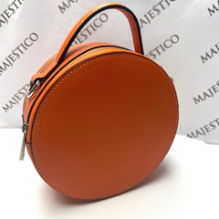 ANNA Genuine Leather Circular Bag - Orange - Majestico Gifts