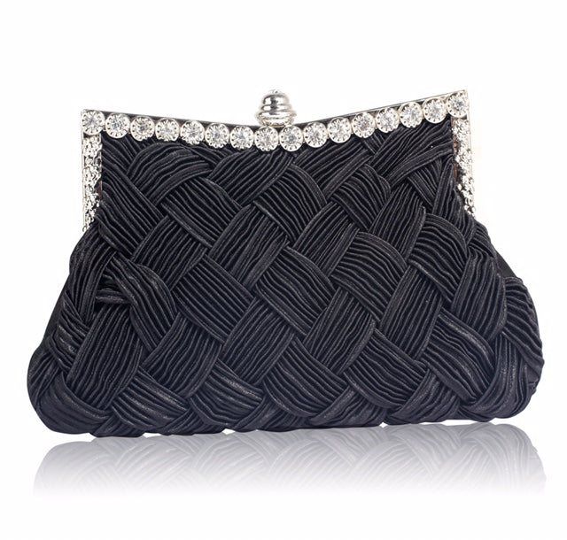 Black Crystal Evening Clutch Bag - Majestico Gifts