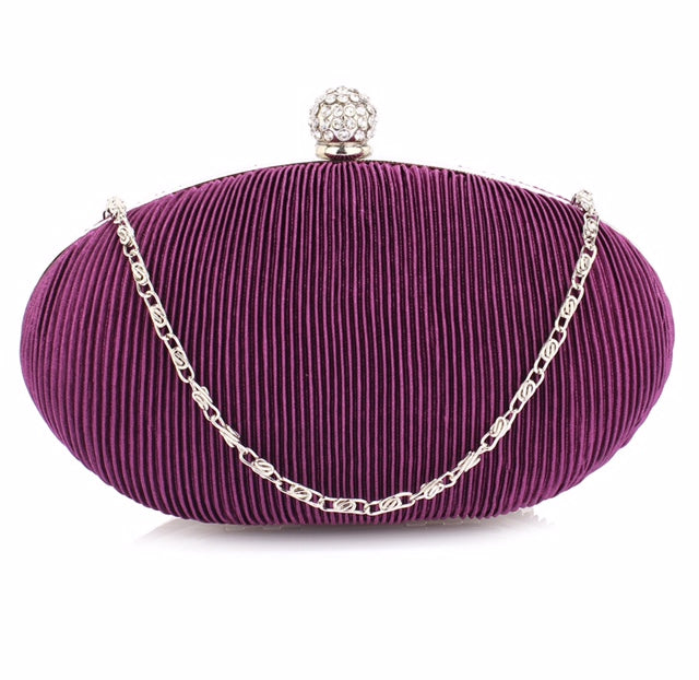 Purple Crystal Satin Evening Clutch Bag - Majestico Gifts