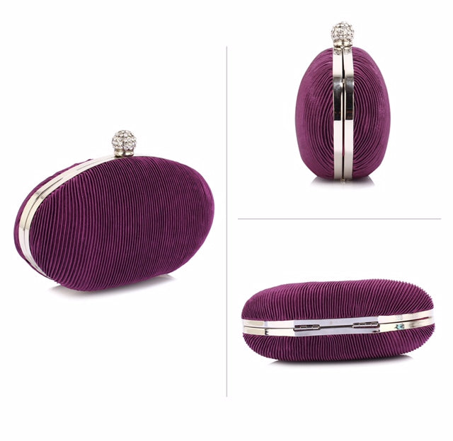 Purple Crystal Satin Evening Clutch Bag - Majestico Gifts