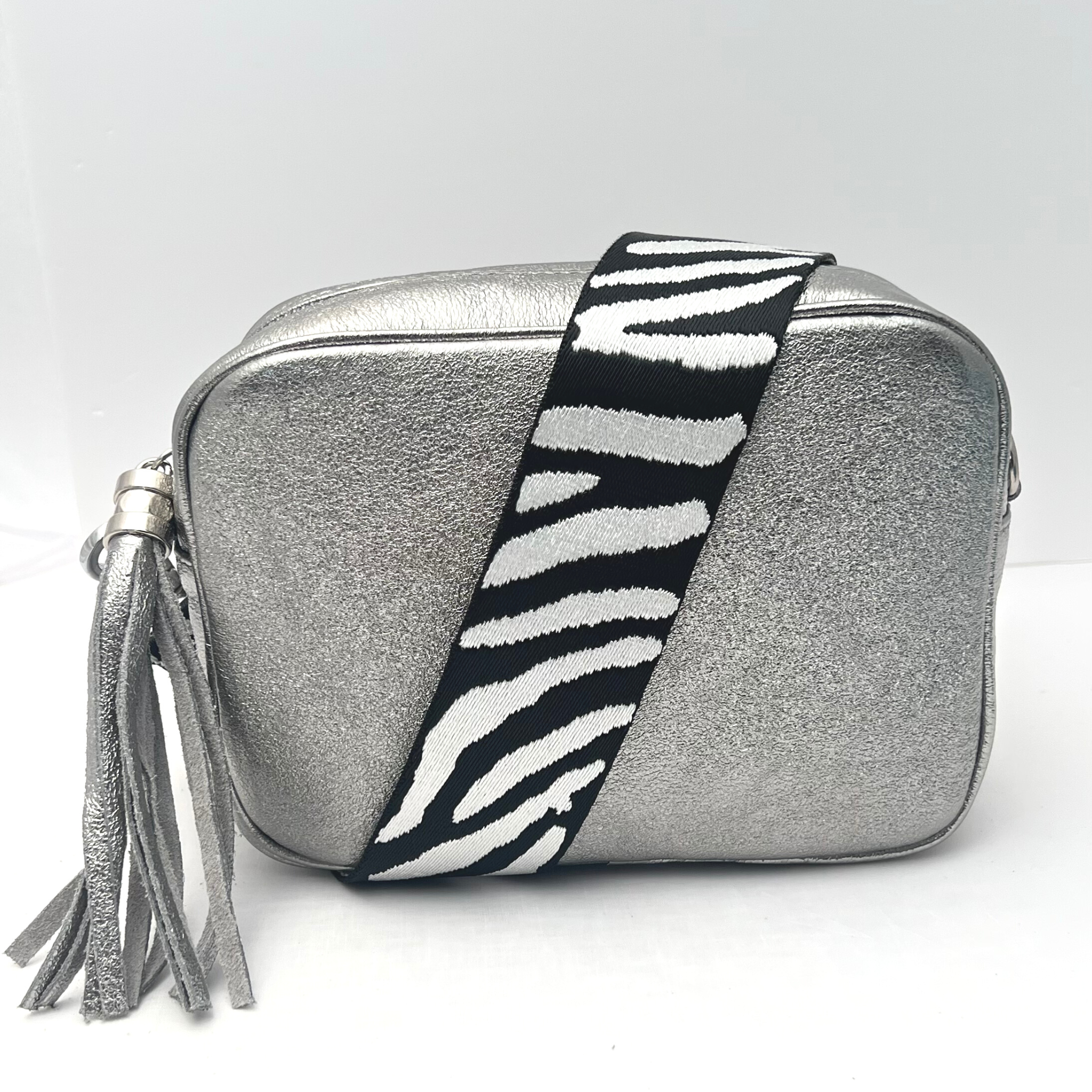 GEMMA Crossbody Leather Bag - Silver - Majestico Gifts