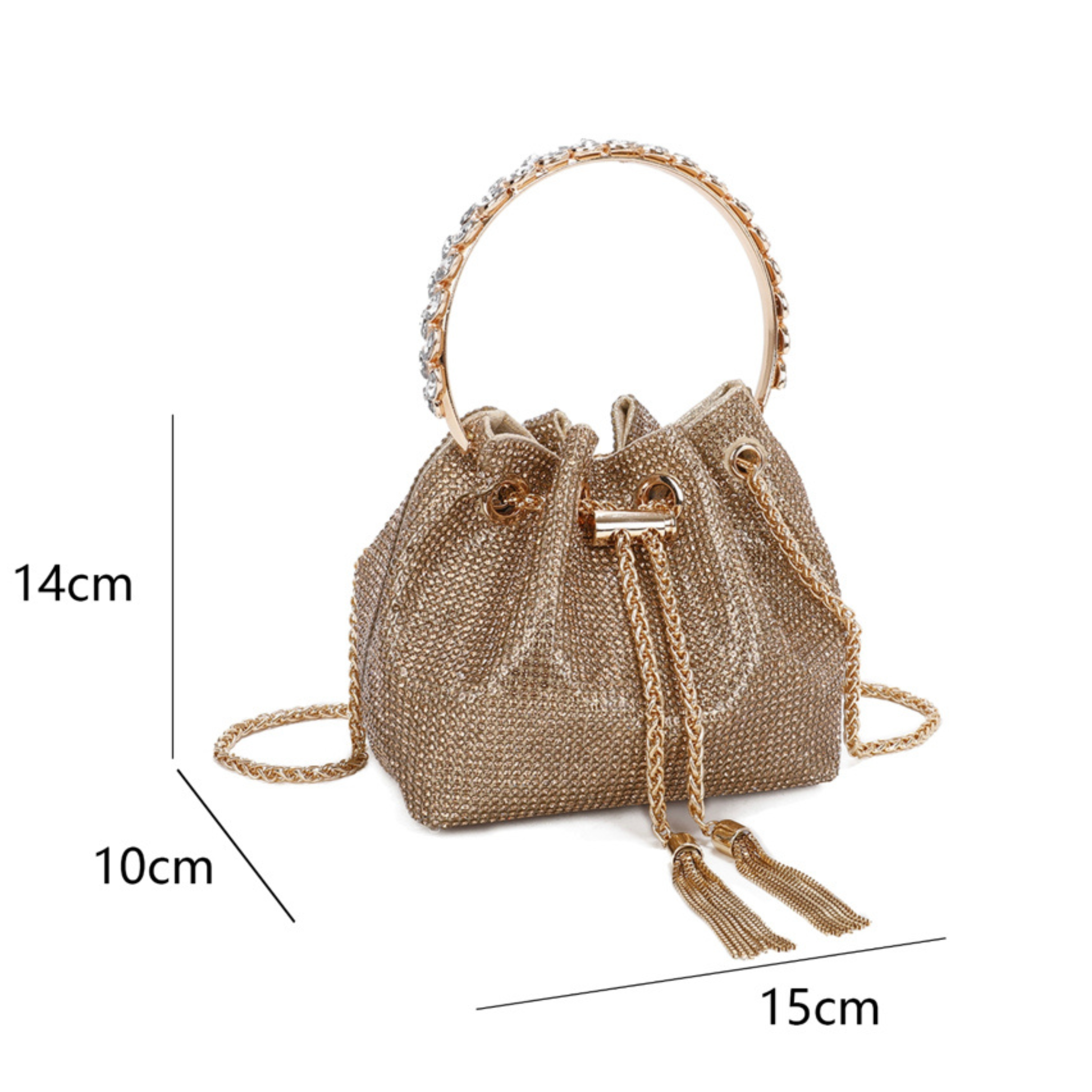 Gold Diamanté Hand/Shoulder Bag - Majestico Gifts