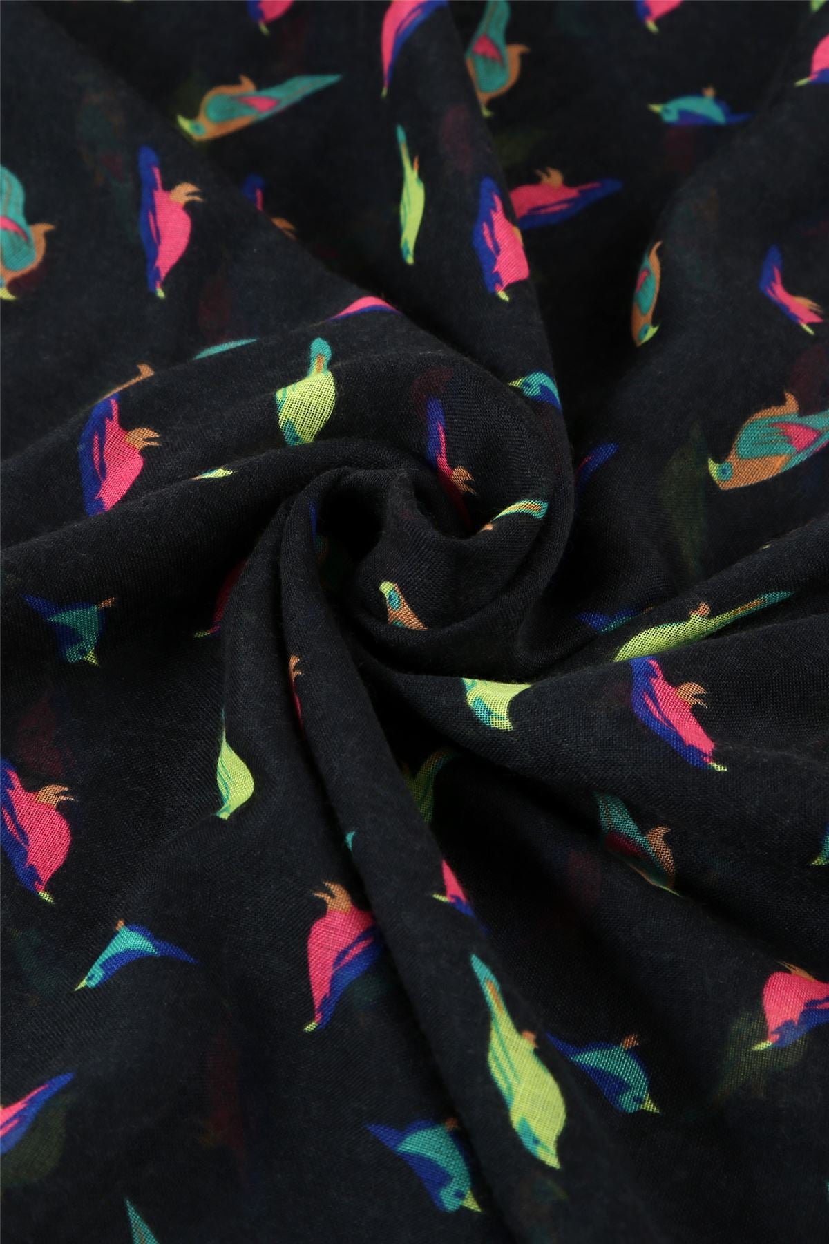 Bright Mini Bird Print Scarf - Black - Majestico Gifts