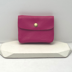 Genuine Leather Coin/Card Purse - Made in Italy - Fuschia - Majestico Gifts