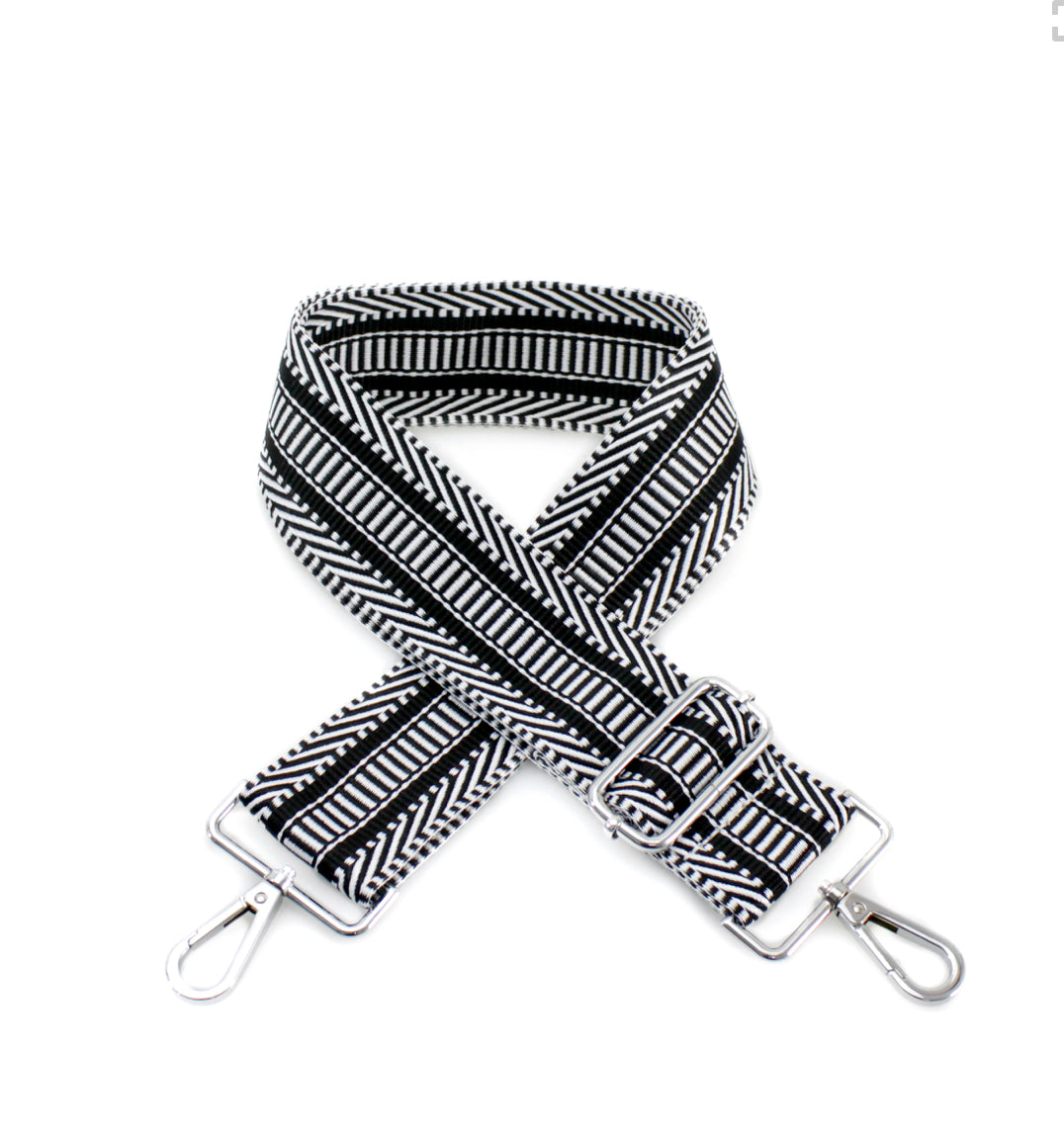 Bag Strap - Black and White Lines - Majestico Gifts