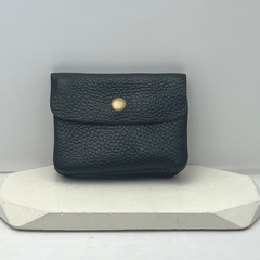 Genuine Leather Coin/Card Purse - Made in Italy - Black - Majestico Gifts