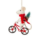 Bicycle Delivery Mouse Felt Decoration - Majestico Gifts