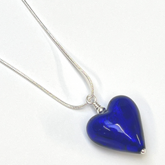 Murano Glass Heart Pendant - Electric Blue - Majestico Gifts